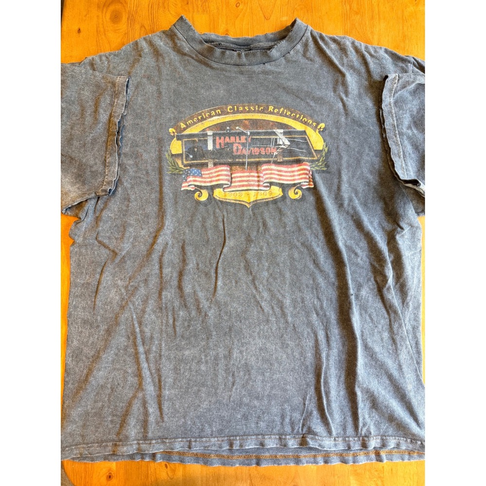 Vintage Harley Davidson American Classic Reflections Graphic Tee Gray XXL 636